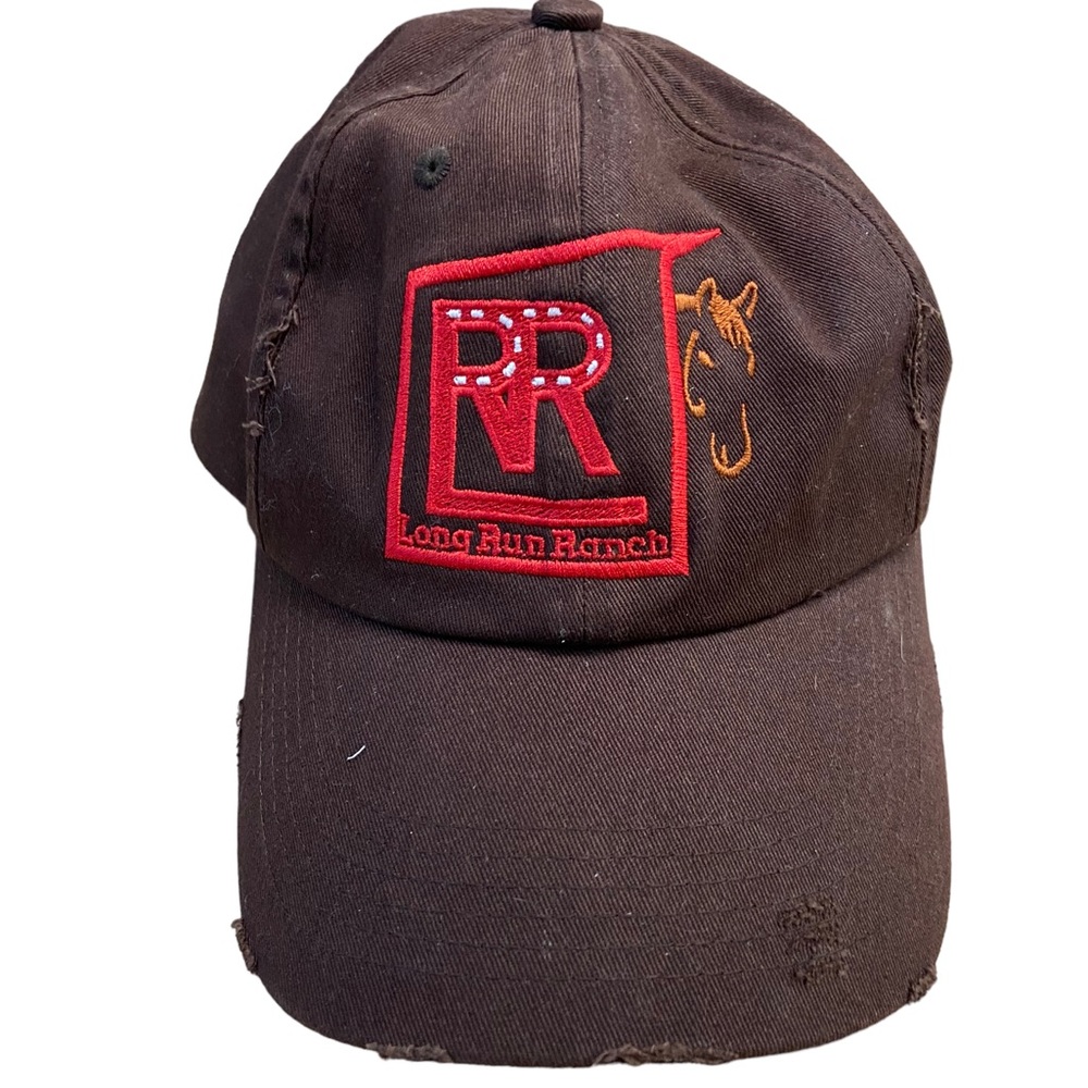 Distressed Long Run Ranch Brown Strap Back Baseball Hat Women’s OS Equestrian